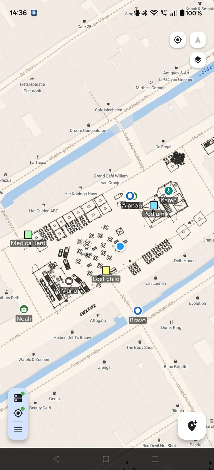 Provisor live map showing crew and incident markers across the event site